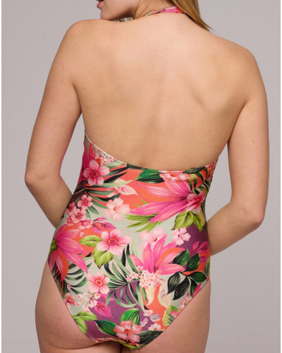 One-piece padded plunge swimsuit Marie Jo Bain Norma Jeanne (Tropical Sun)