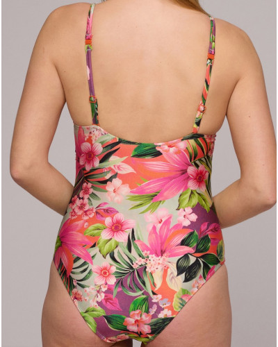 One-piece padded plunge swimsuit Marie Jo Bain Norma Jeanne (Tropical Sun)