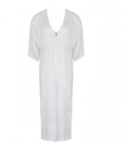 Kaftan de plage long L'Ondine (Blanc)