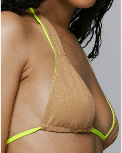 Reversible triangle swim bra Sarda Denes (Neon Gold)