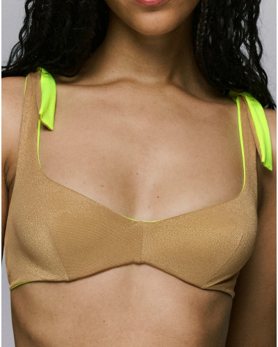 Reversible swim bra Sarda Denes (Neon Gold)