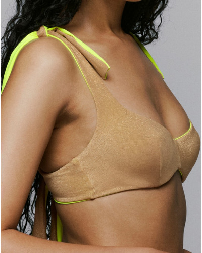 Reversible swim bra Sarda Denes (Neon Gold)