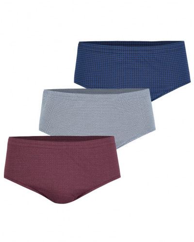 Paquete de 3 calzoncillos de cintura alta 100% Algodón Eminence Business Print (Cran Bordeaux/Entrelac Ciel/Angles Marine)
