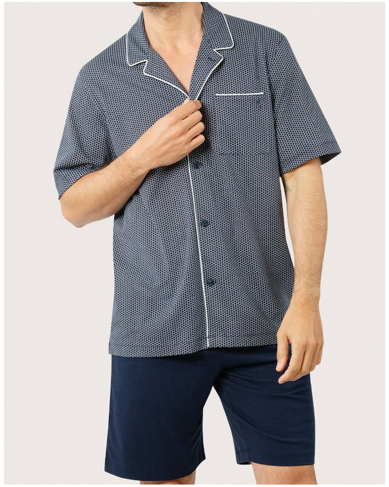 Short pyjamas 100% Cotton Eminence Business (Imprimé Triangle/Marine)