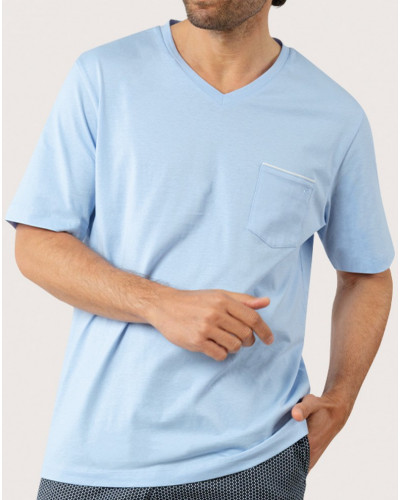 Pijama corto 100% Algodon Eminence Business (Ciel/Imprimé Triangle)