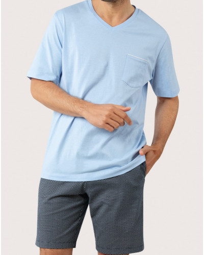 Short pyjamas 100% Cotton Eminence Business (Ciel/Imprimé Triangle)