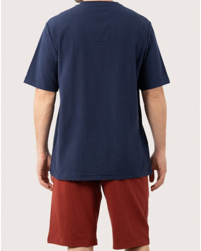 Pijama corto 100% Algodon Eminence Mercerisé (Marine/Rouille)