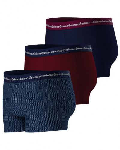 Set of 3 cotton boxers Eminence Business Print (Marine/Confetti/Triangle Marine)
