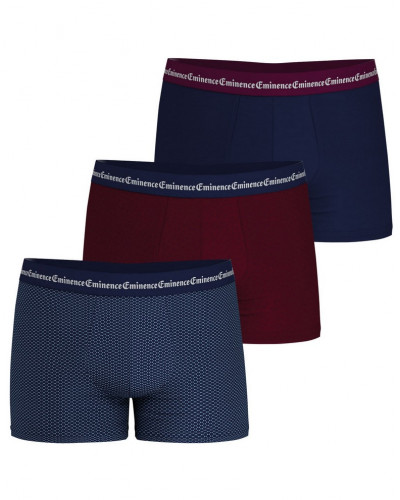 Set of 3 cotton boxers Eminence Business Print (Marine/Confetti/Triangle Marine)