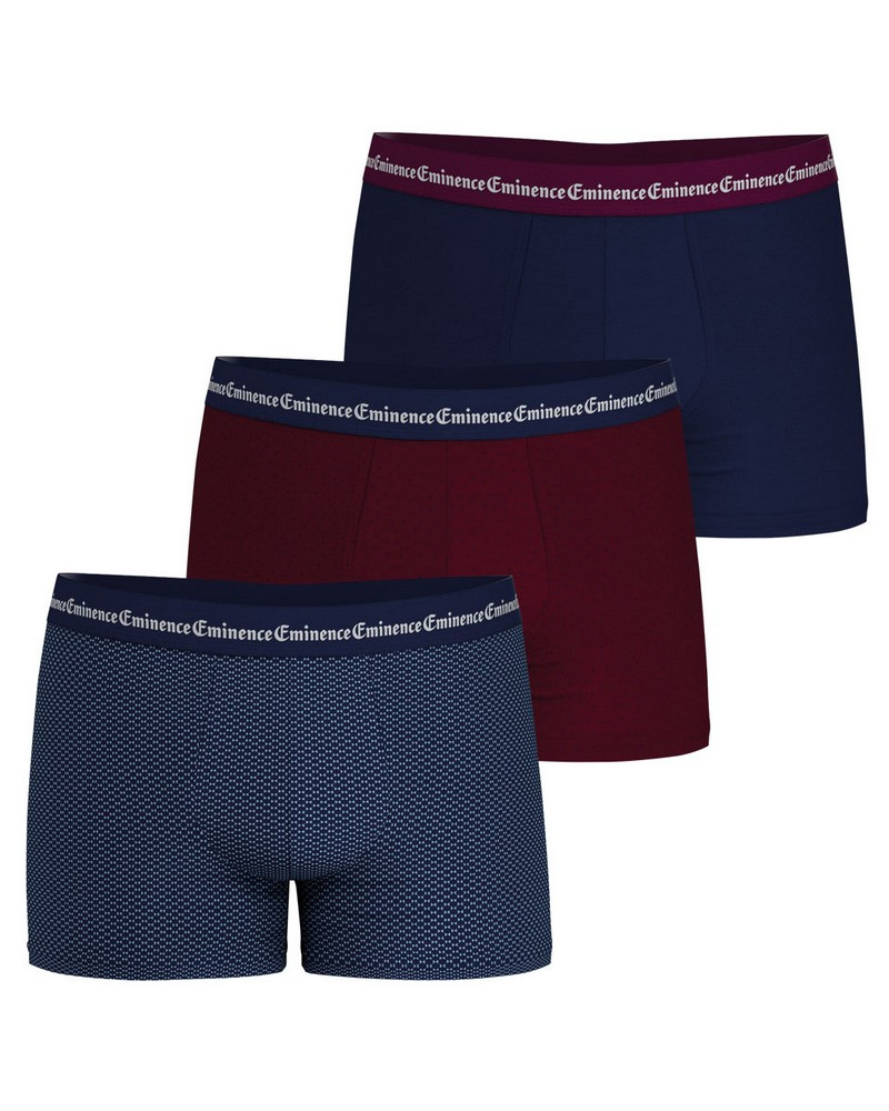 Paquete de 3 boxers de algodón Eminence Business Print (Marine/Confetti/Triangle Marine)