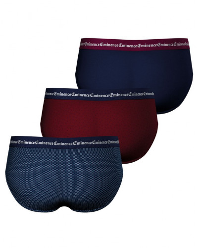 Paquete de 3 calzoncillos de algodón Eminence Business Print (Marine/Confetti/Triangle Marine)