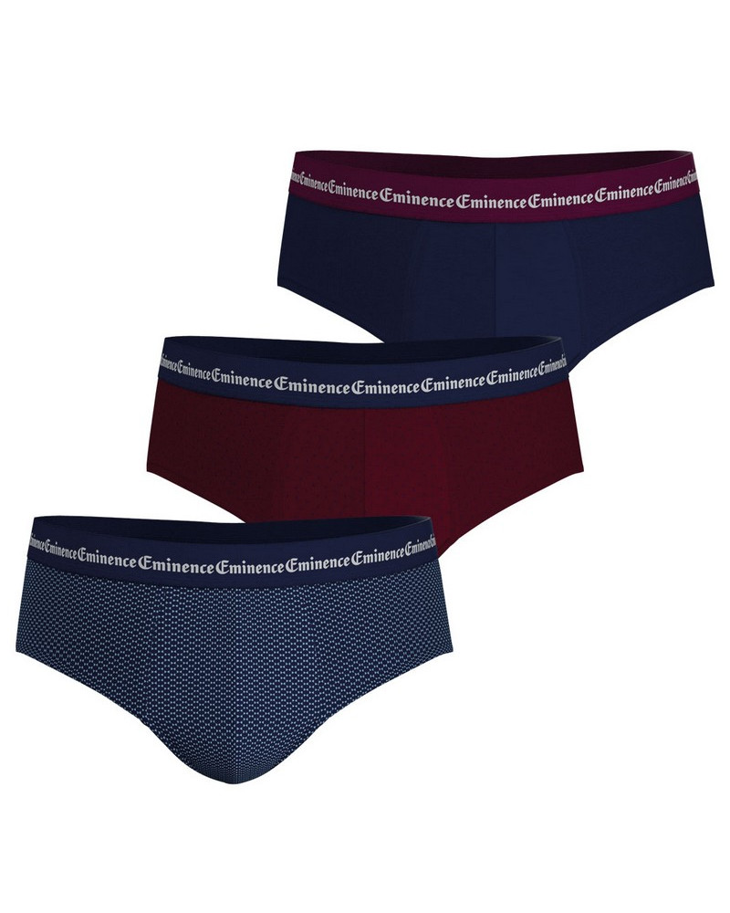 Lot de 3 slips en coton Eminence Business Print (Marine/Confetti/Triangle Marine)