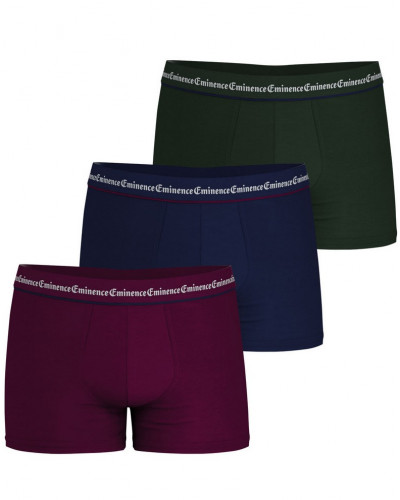 Lot de 3 boxers en coton Eminence Business (Bordeaux/Marine/Vert)