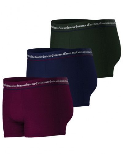 Set of 3 cotton boxers Eminence Business (Bordeaux/Marine/Vert)