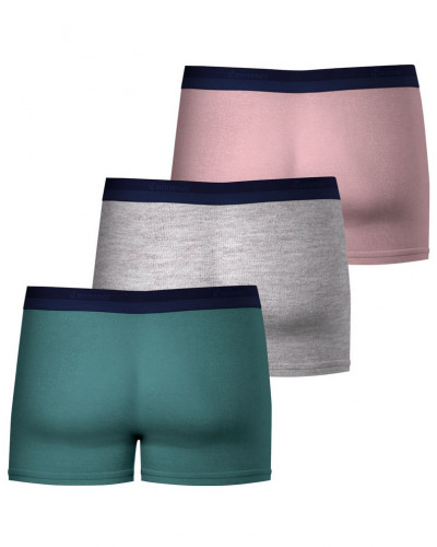 Juego de 3 boxers de algodón Eminence Studio (Celadon/Gris Chiné/Rose)
