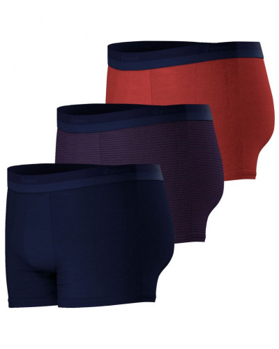 Lot de 3 boxers en coton Eminence Studio (Marine/Imprimé Art Déco/Rouge)