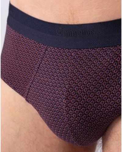 Lot de 3 slips en coton Eminence Studio (Marine/Imprimé Art Déco/Rouge)