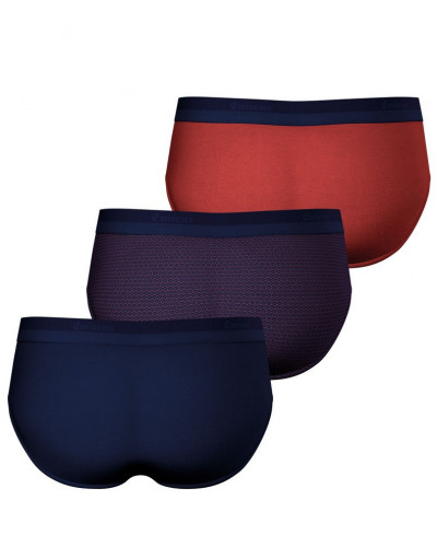 Paquete de 3 calzoncillos de algodón Eminence Studio (Marine/Imprimé Art Déco/Rouge)