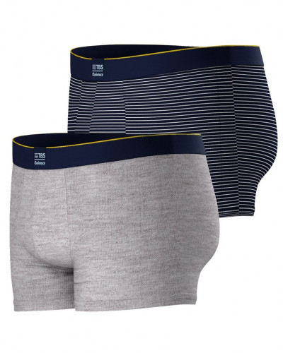 Set of 2 cotton boxer shorts Eminence Sailor (Gris Chiné/Marinière)