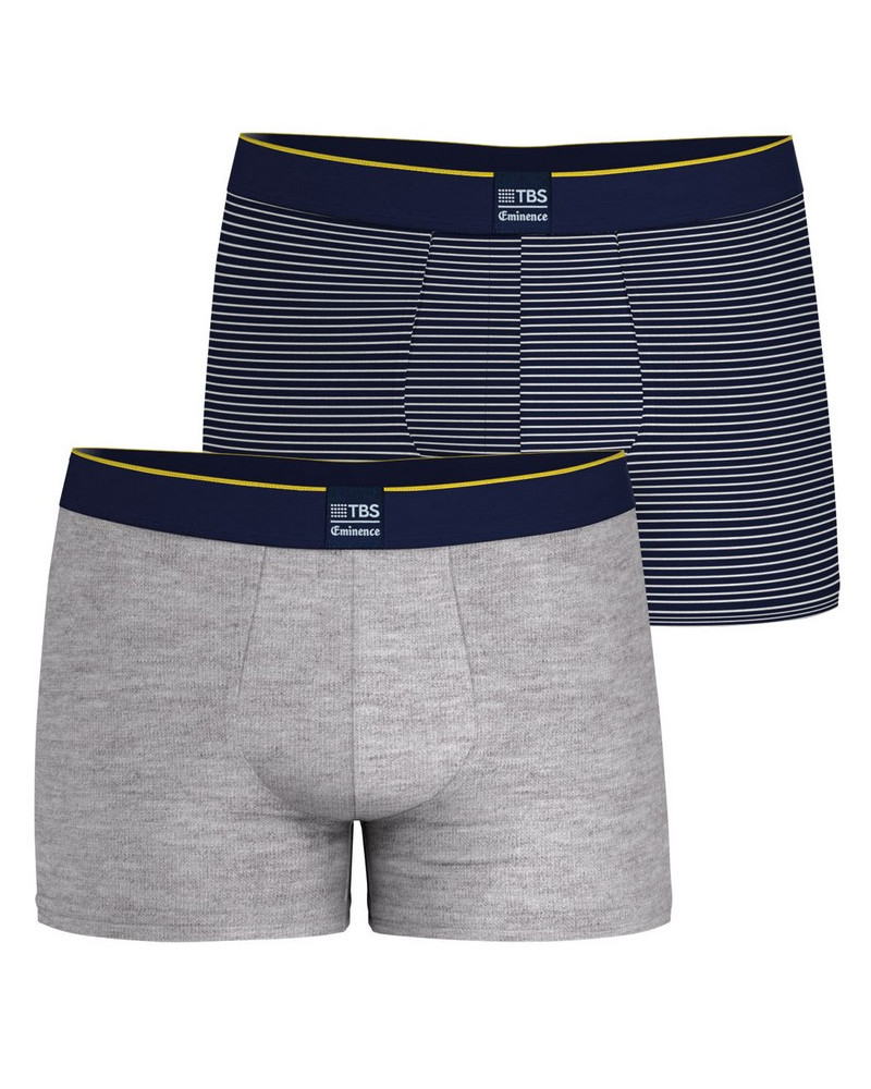 Lot de 2 boxers en coton Eminence x TBS Sailor (Gris Chiné/Marinière)