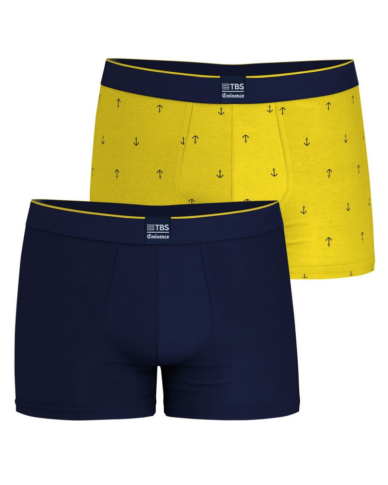 Lot de 2 boxers en coton Eminence x TBS Sailor (Marine/Ancre Jaune)