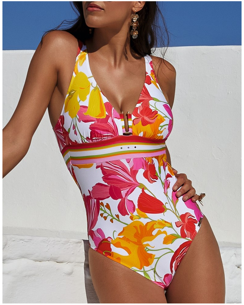 Traje de bano una pieza con sujeción abierta Lise Charmel Envolée Florale (Bouquet Floral)