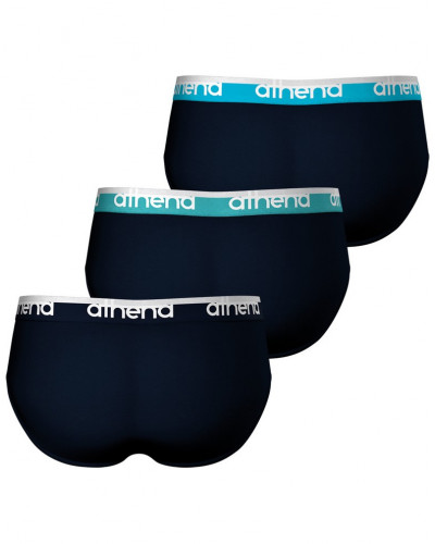 Lot de 3 Slips coton Athena Easy Bio ( Marine/Océan/Turquoise)