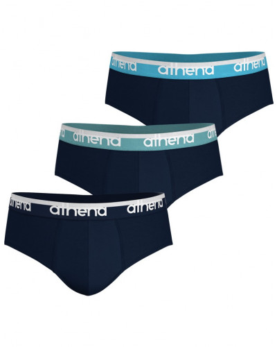 Lot de 3 Slips coton Athena Easy Bio ( Marine/Océan/Turquoise)
