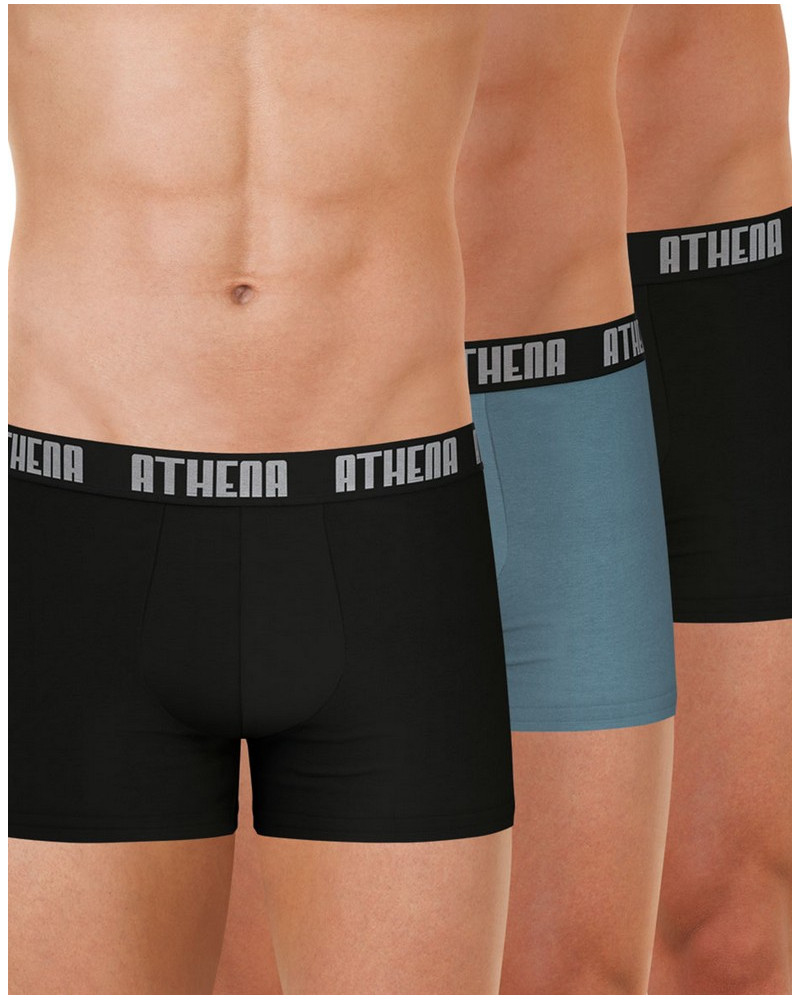 Lot de 3 Boxers Athena Basic Color Ecopack (Noir/Gris/Noir)