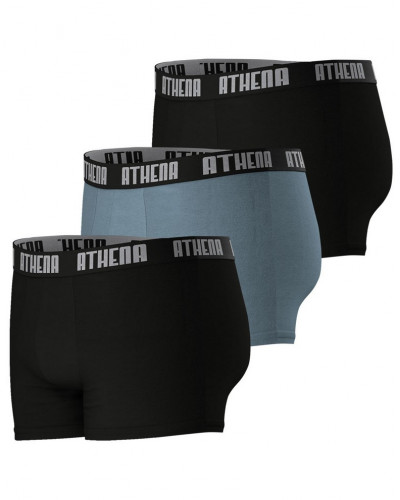 Set of 3 Athena Basic Color Ecopack boxers (Black/Grey/Black)