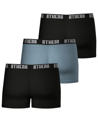 Lote de 3 boxers Athena Basic Color Ecopack (Negro/Gris/Negro)
