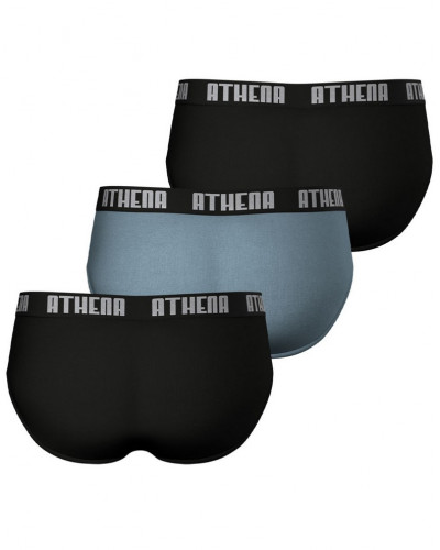 Set of 3 briefs Athena Basic Color cotton Ecopack (Black/Grey/Black)