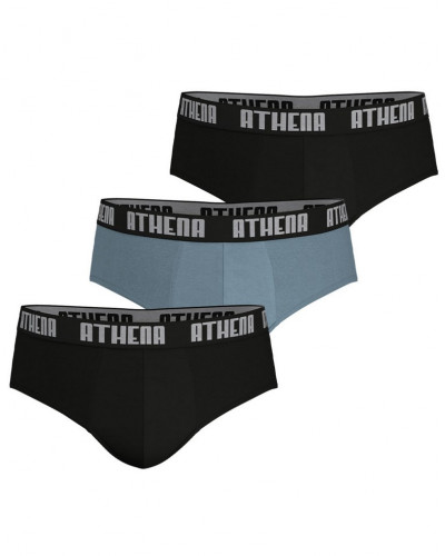 Set of 3 briefs Athena Basic Color cotton Ecopack (Black/Grey/Black)