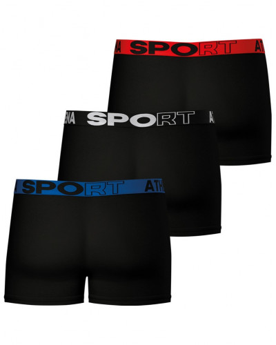 Lote de 3 boxers Athena Ecopack Sport (Bleu/Noir/Rouge)