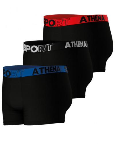 Lot de 3 boxers Athena Ecopack Sport (Bleu/Noir/Rouge)