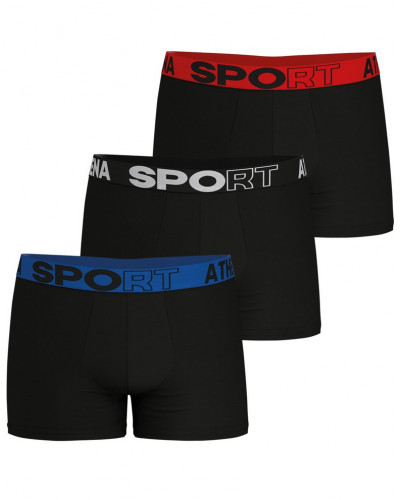 Set of 3 boxer shorts Ecopack Sport Athena (Blue/Black/Red)