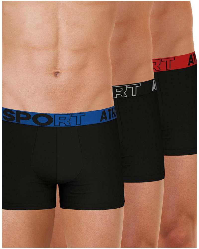 Lot de 3 boxers Athena Ecopack Sport (Bleu/Noir/Rouge)
