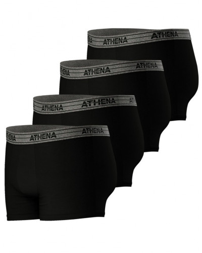 Lot de 4 Boxers Athena basique coton écopack (Noir)