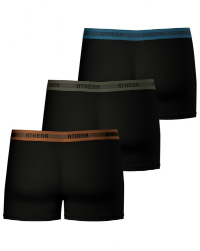 Lot de 3 boxers Athena en coton recyclé (Caramel /Kaki/Bleu)