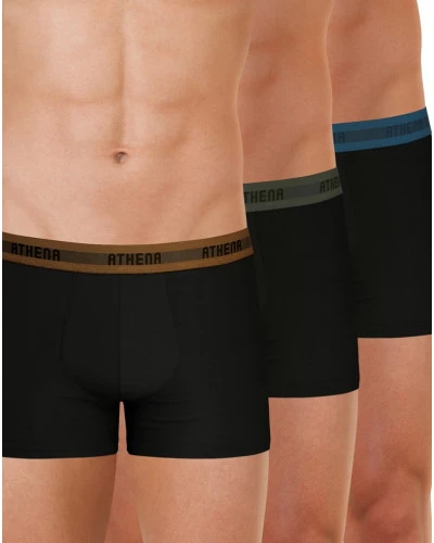Lot De 3 Slips Homme Athena Endurance 24h - Coton Stretch, Triple Couture, Doublure Avant - Noir, XXL - Oeko-TEX