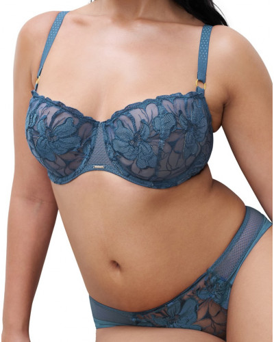 Soutien-gorge corbeille balconnet Chantelle Fleurs Signature (Bleu Jeans)