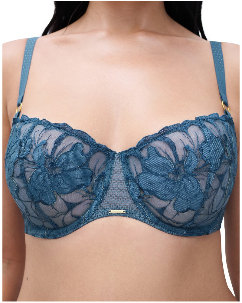 Demi balcony bra Chantelle Fleurs Signature (Bleu Jeans)