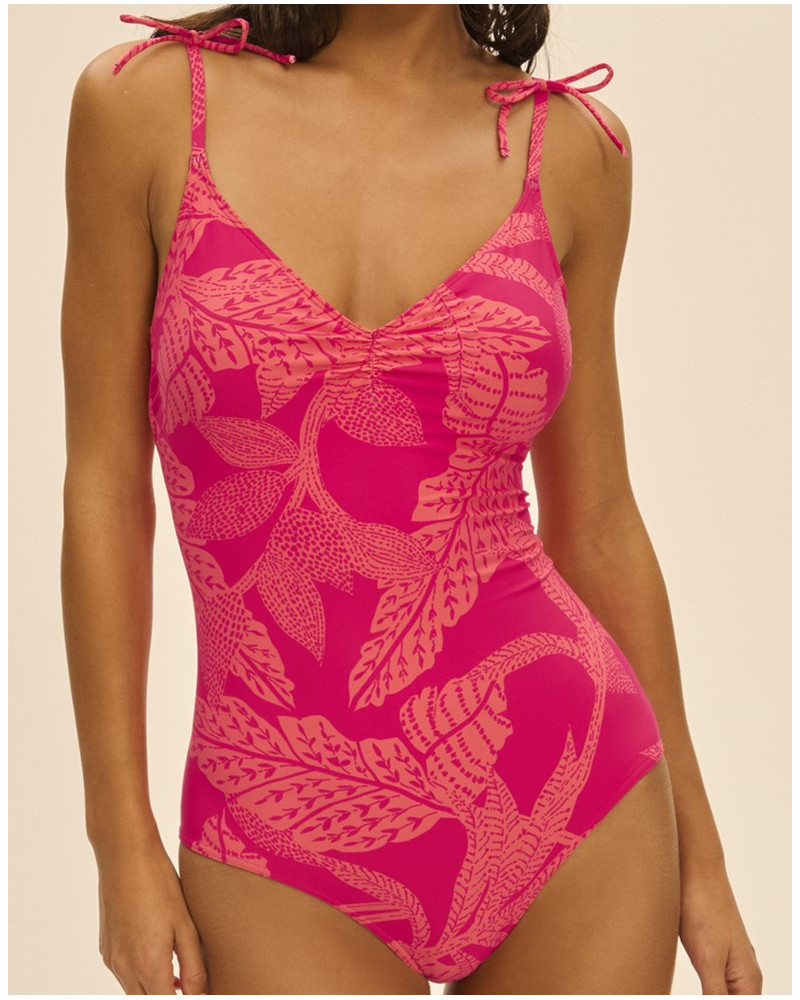 One-piece swimming costume wireless Simone Pérèle Melia (Imprimé Bright Rose)