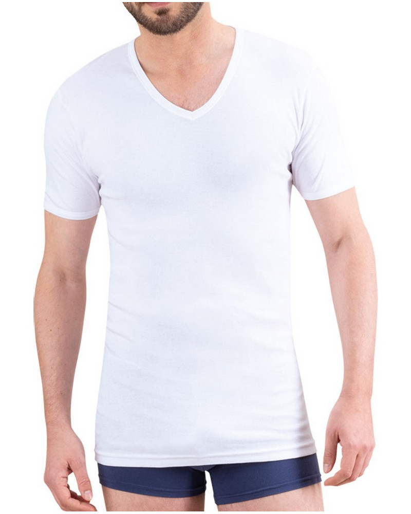 T-shirt V-neck 100% cotton Eminence made in France (White)