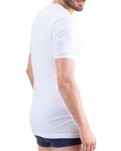 T-shirt col V 100% coton Eminence fait en France (Blanc)