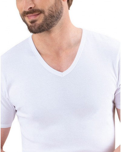 T-shirt V-neck 100% cotton Eminence made in France (White)