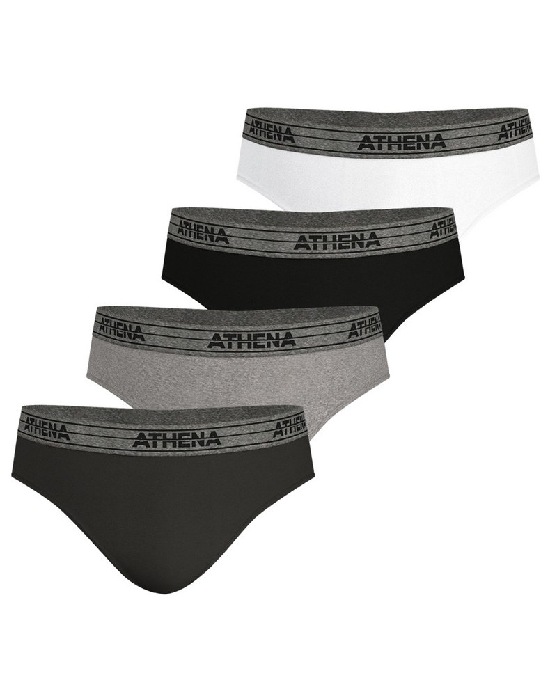 Set of 4 basic Athena cotton 100% briefs (Multicolore)