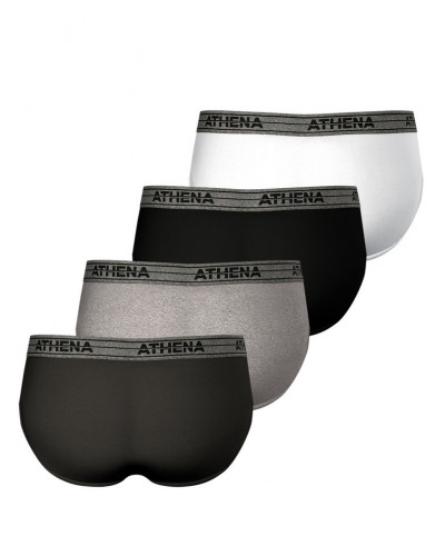 Set of 4 basic Athena cotton 100% briefs (Multicolore)