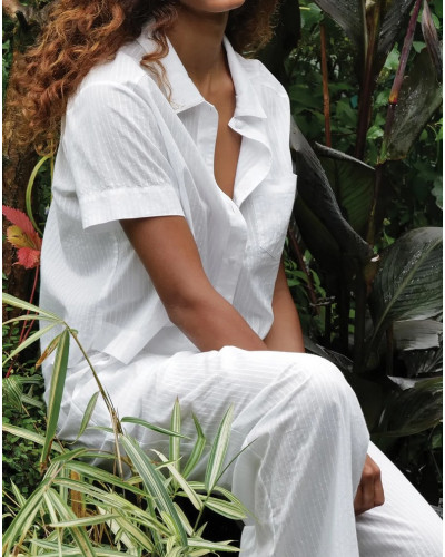 Short shirt 100% cotton Antigel Chic et Relax (White)