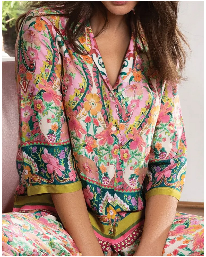 Chemise courte en soie Lise Charmel Libertine en Fleurs (Libre Eclosion)